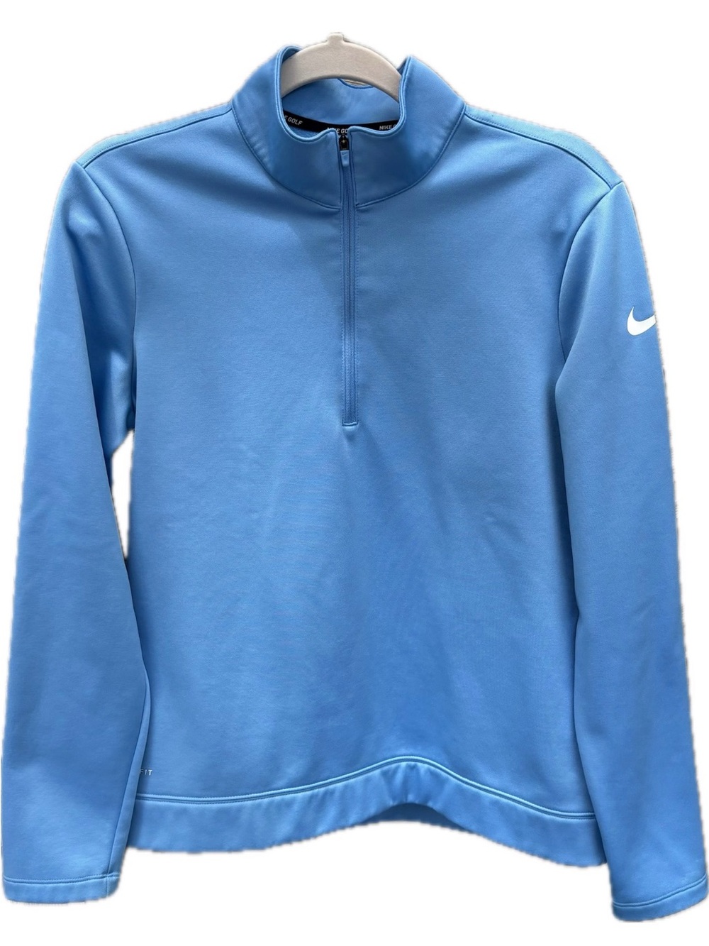 NIKE DRI FIT PULLOVER WOMENS MEDIUM BLUE GOLF QUARTER ZIP LIGHT FLEECE LINING
